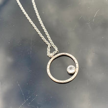 Load image into Gallery viewer, Round sterling silver and white topaz pendant necklace