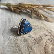 Load image into Gallery viewer, Blue jasper and sterling silver triangle ring - size 7