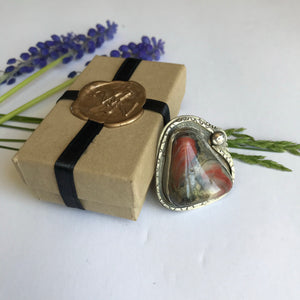 Statement Agate Ring - Handcrafted Sterling Silver - Size 7.5 US