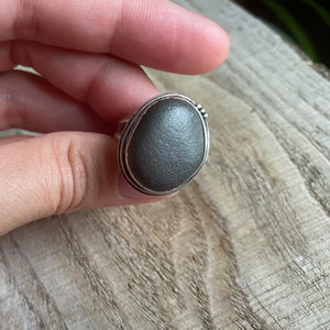 Beach stone and sterling silver ring - size 6