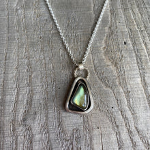 Load image into Gallery viewer, Northern lights - green labradorite and sterling silver necklace
