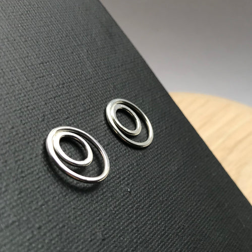 Double circle sterling silver earrings