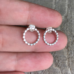 Dotted circle stud earrings in sterling silver
