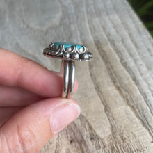 Load image into Gallery viewer, Blue bohemian turquoise and sterling silver ring - size 6.75