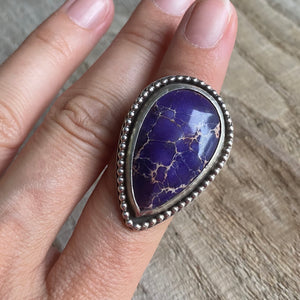 Deep purple jasper sterling silver ring - size 6