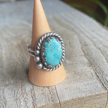 Load image into Gallery viewer, Blue bohemian turquoise and sterling silver ring - size 6.75