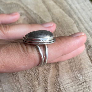 Beach stone and sterling silver ring - size 6