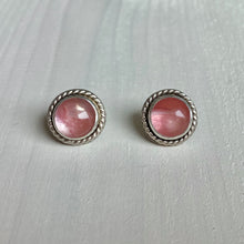 Load image into Gallery viewer, Gemdrop stud earrings - Pink tourmaline quartz in sterling silver